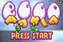 Eggo Mania title screen for GameBoy Advance